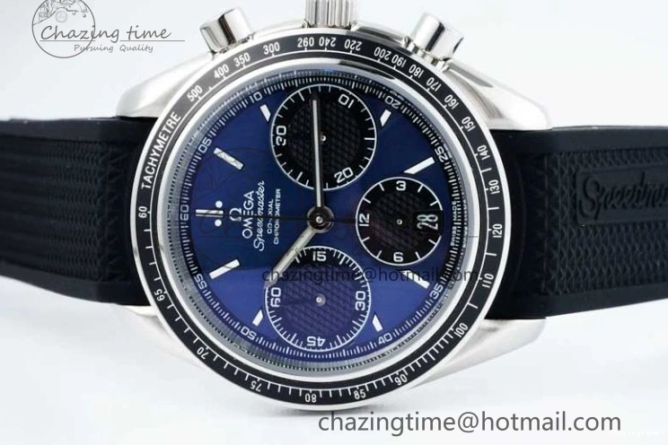 1227 SportInspired Speedmaster Racing Master SS HKF Best Edition Blue Black Dial on Black Rubber Strap A 7817